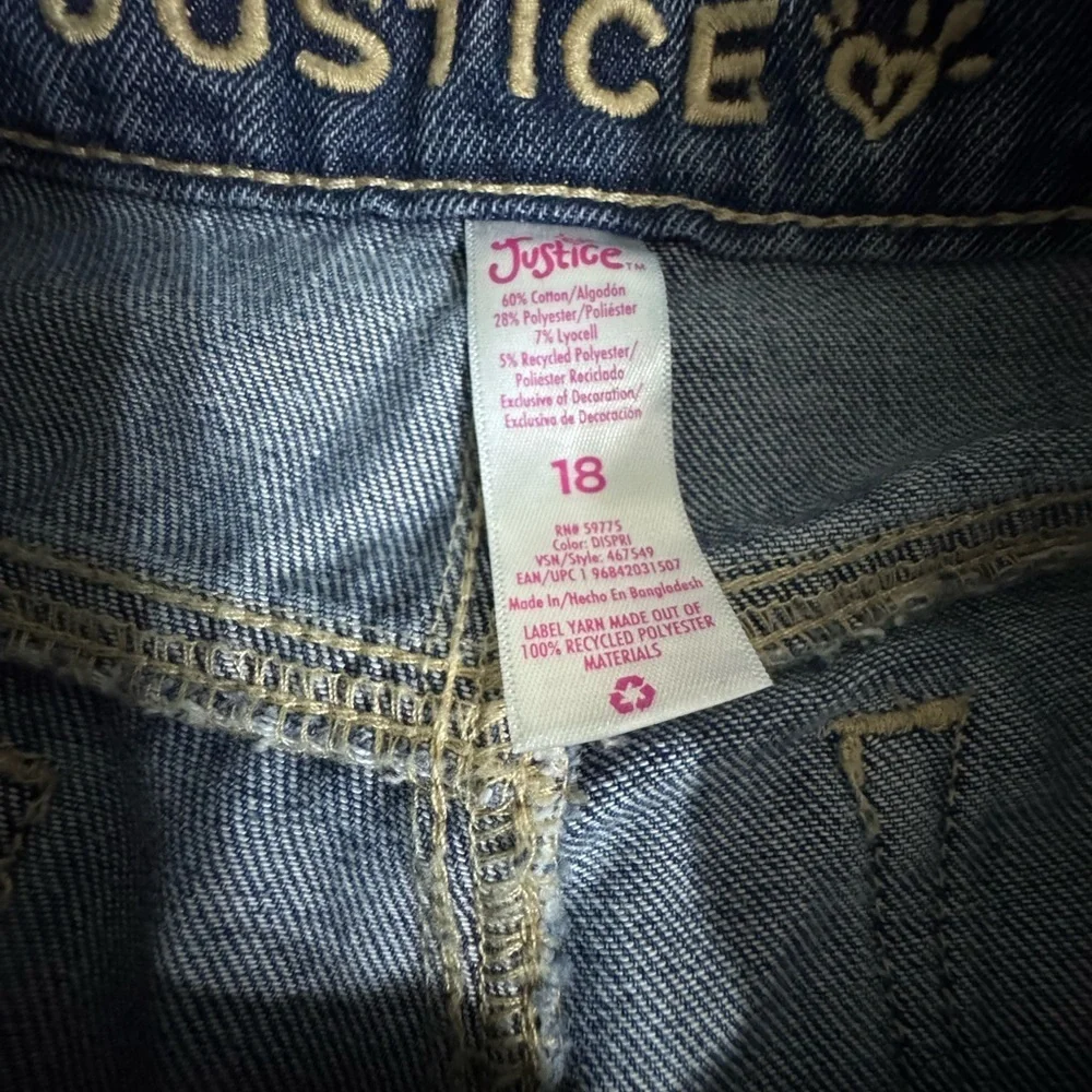 Justice Girls Wide Leg Flower SZ 18 Jeans Side Slit Y2K Floral Denim Daisy 70's